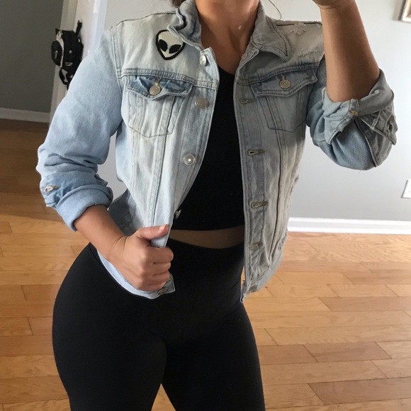 Brandy Melville Jackets & Blazers - Brandy Melville Jean Denim Distressed Alien Jacket